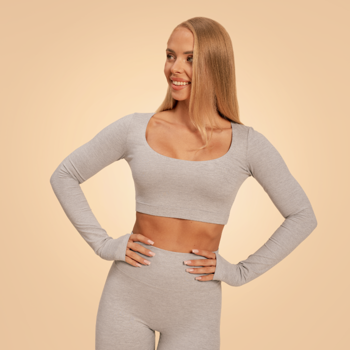 Дамски топ Sense Crop Top Grey - BeastPink M