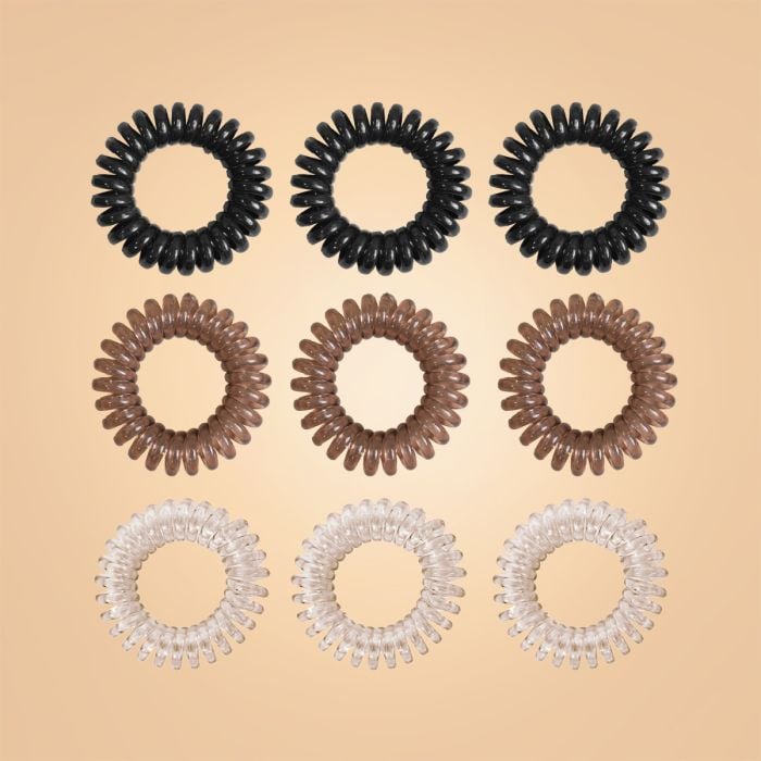 Комплект спираловидни ластици за коса - BeastPink черно