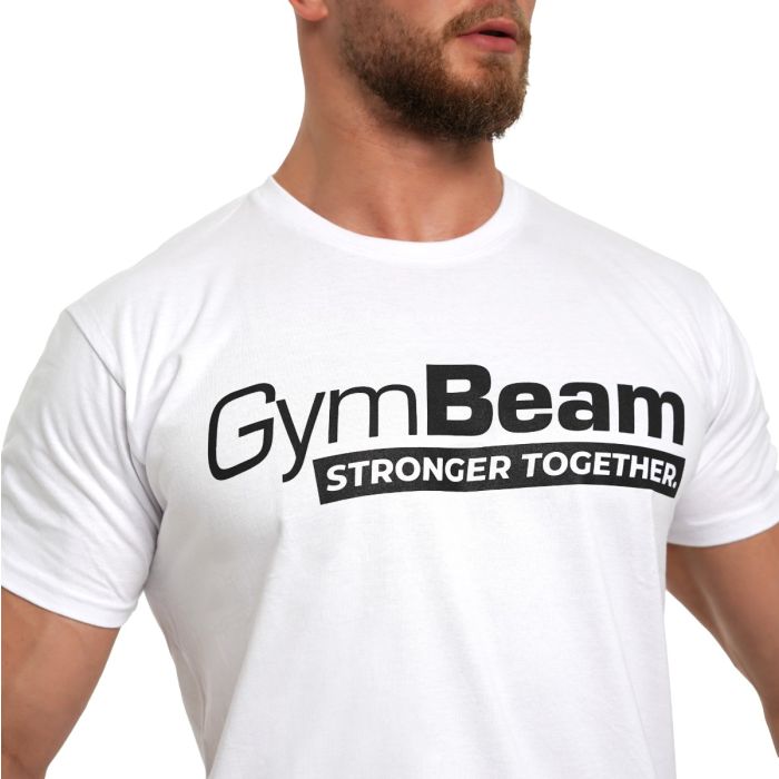 Тениска Stronger Together White - GymBeam XXL