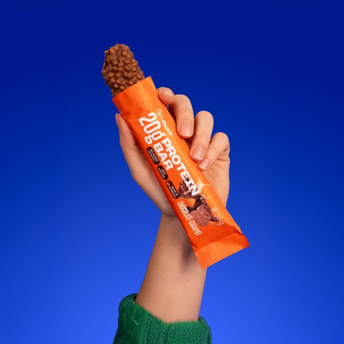 Протеинов бар 20 г - GymBeam 55 g - шоколадов карамел