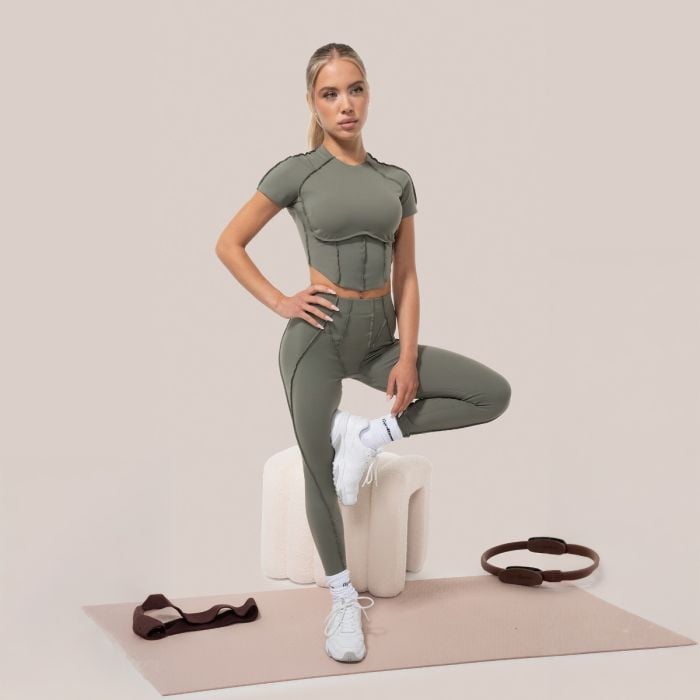 Dámské tričko Cropped Cosmo Olive - GymBeam S