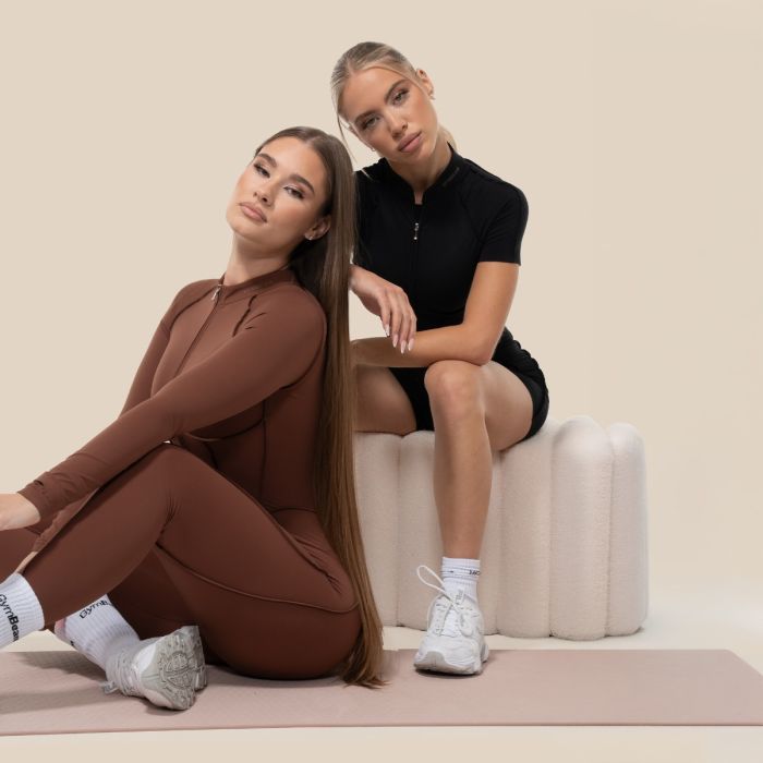 Дамски гащеризон Cosmo Zip-Up Brown- GymBeam XS