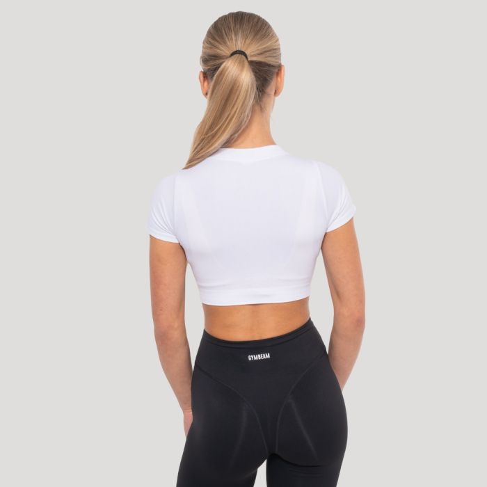 Дамски кроп топ Flow White - GymBeam M
