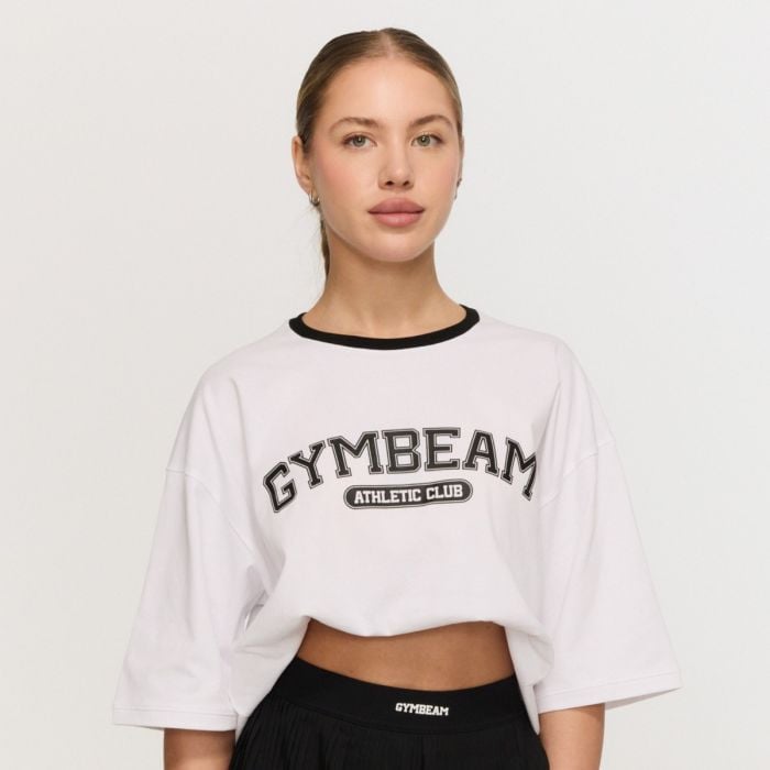 Дамска овърсайз тениска Varsity White - GymBeam M