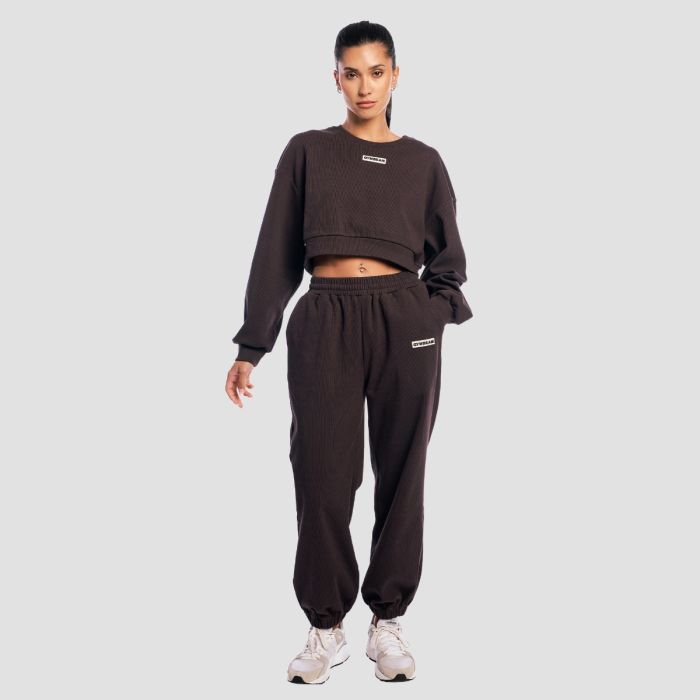 Дамски къс суичър Aura Tee Brown - GymBeam M