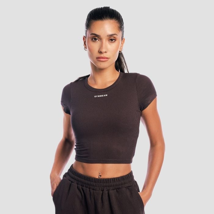 Дамска къса тениска Aura Tee Brown - GymBeam S