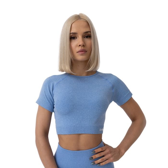 Дамски топ FLO Crop Top Blue - GymBeam XL