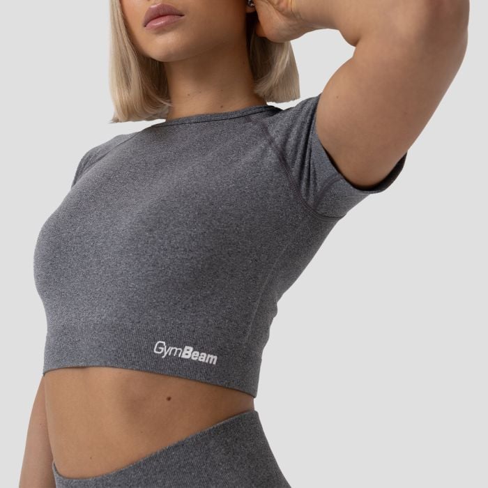 Дамски топ FLO Crop Top Grey - GymBeam L