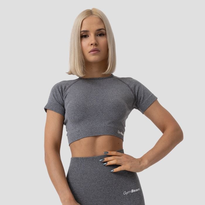 Дамски топ FLO Crop Top Grey - GymBeam L