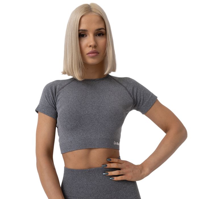 Дамски топ FLO Crop Top Grey - GymBeam L