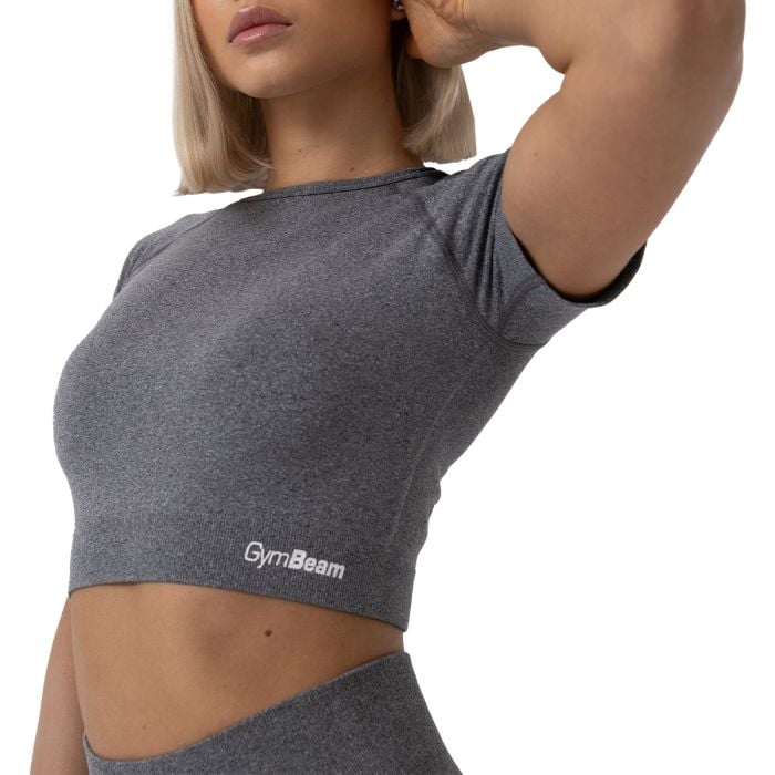 Дамски топ FLO Crop Top Grey - GymBeam L