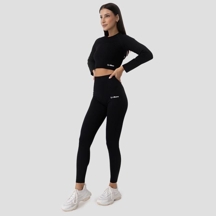 Дамски топ FLO Ribbed CropTop Black - GymBeam XL