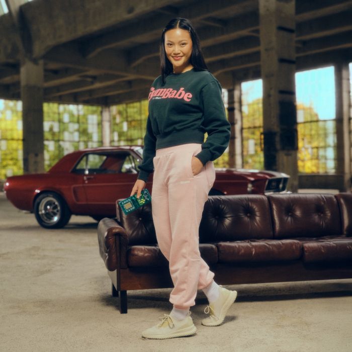 Дамско долнище GymBabe Cherrybloom - GymBeam S