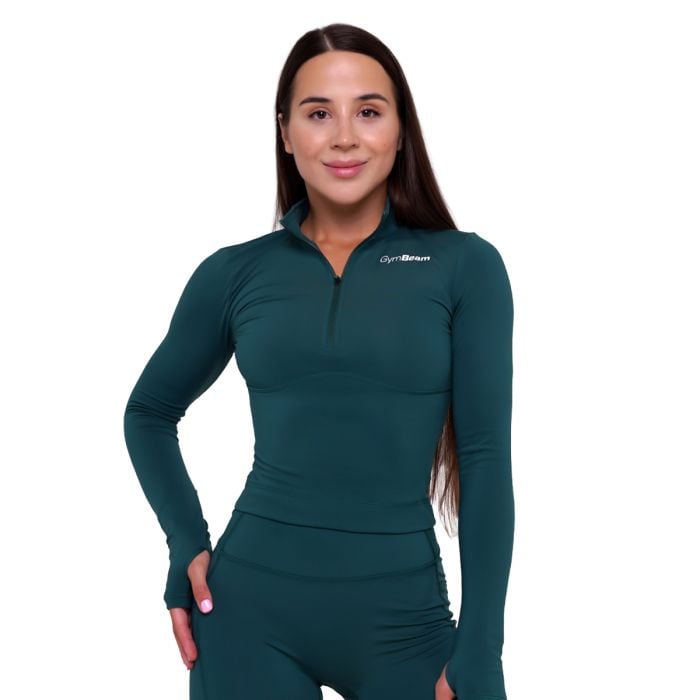 Дамски топ Ignite Crop Top Dark Green - GymBeam S