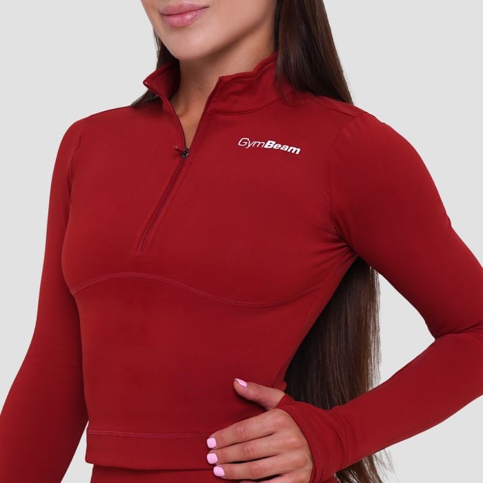 Дамски топ Ignite Crop Top Dark Red - GymBeam S