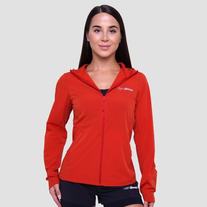 Дамско яке за бягане Pulse Running Jacket Orange - GymBeam S