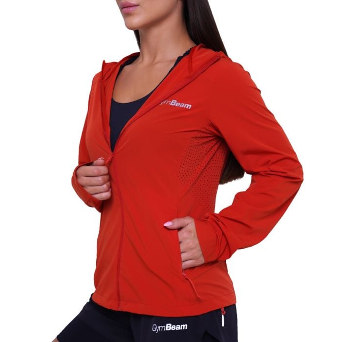 Дамско яке за бягане Pulse Running Jacket Orange - GymBeam S