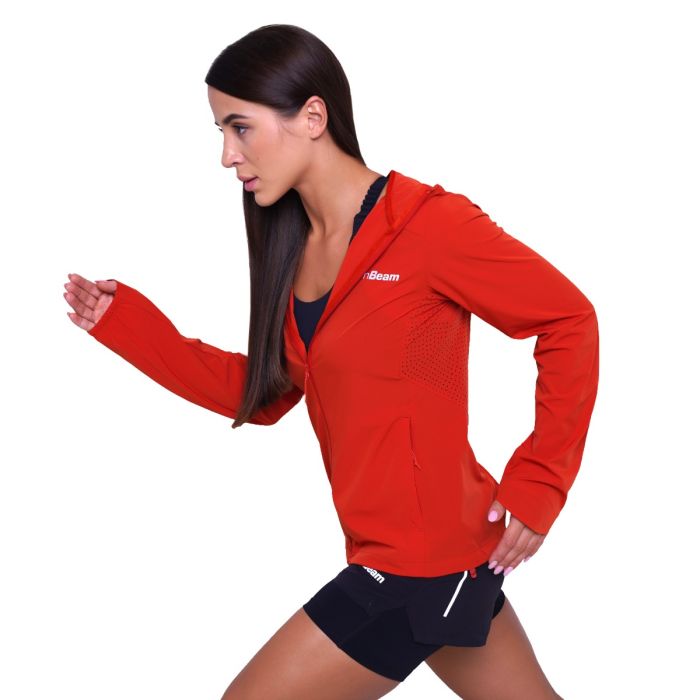 Дамско яке за бягане Pulse Running Jacket Orange - GymBeam S