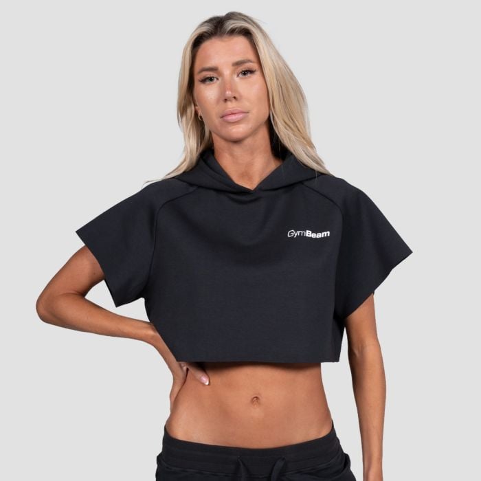 Дамски суичър Relay Cropped Black - GymBeam M