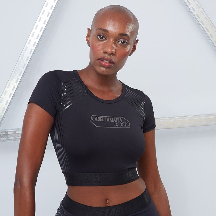 Women's T-shirt CropTop Techwear Vibes black - LABELLAMAFIA