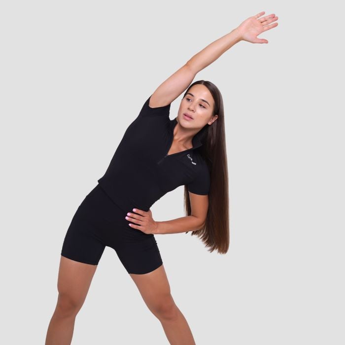 Дамска къса тениска Ignite Cropped Black - GymBeam XL