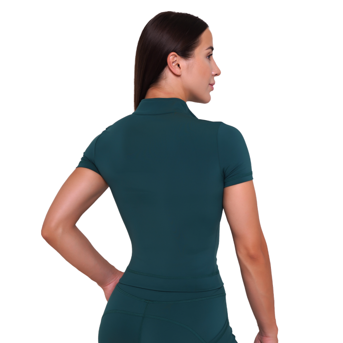 Дамска къса тениска Ignite Cropped Dark Green - GymBeam M