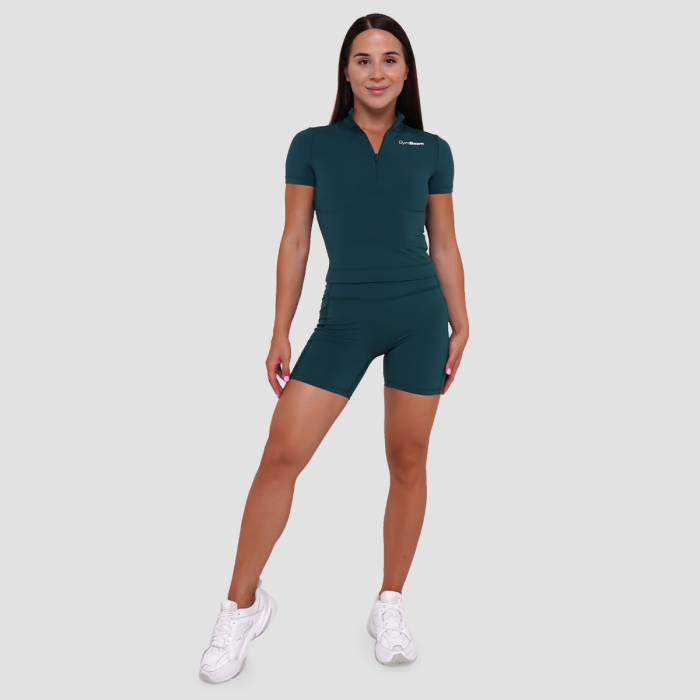 Дамска къса тениска Ignite Cropped Dark Green - GymBeam M