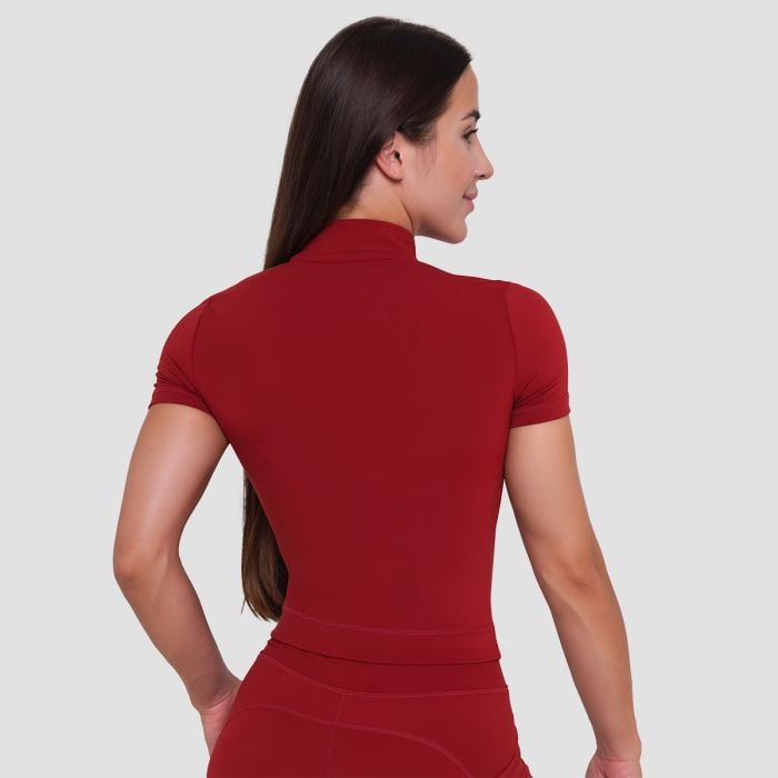 Дамска къса тениска Ignite Cropped Dark Red - GymBeam L