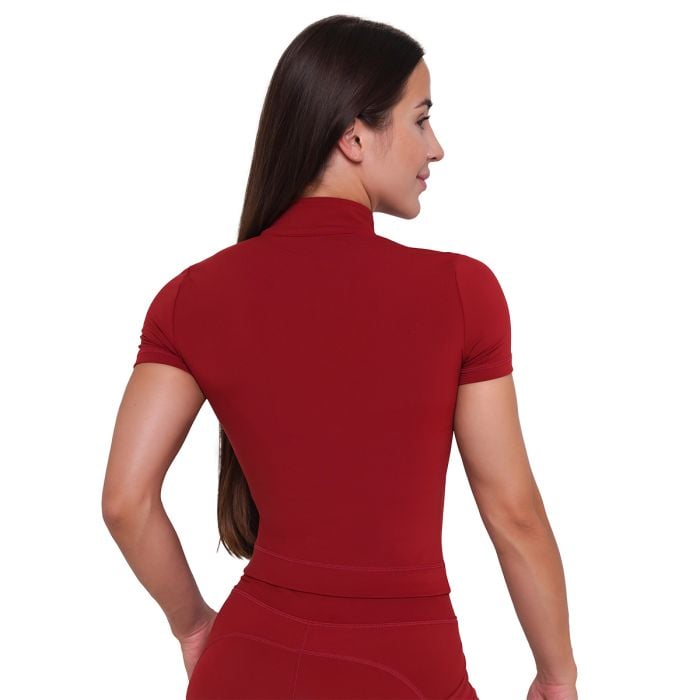 Дамска къса тениска Ignite Cropped Dark Red - GymBeam L