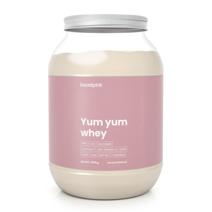 Yum Yum Whey - BeastPink + подаръци 1000 g - шоколадов лешник