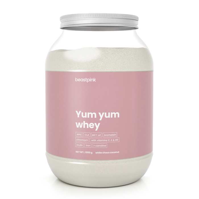 Yum Yum Whey - BeastPink + подаръци 1000 g - шоколадов лешник