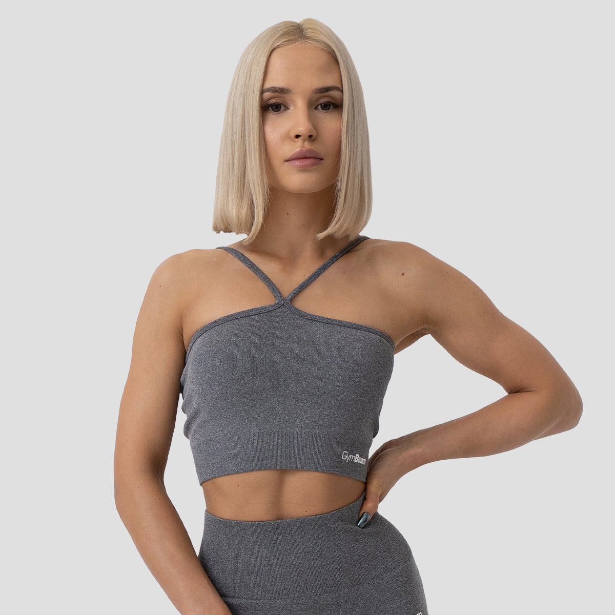 Спортен сутиен FLO Halter Bra Grey - GymBeam