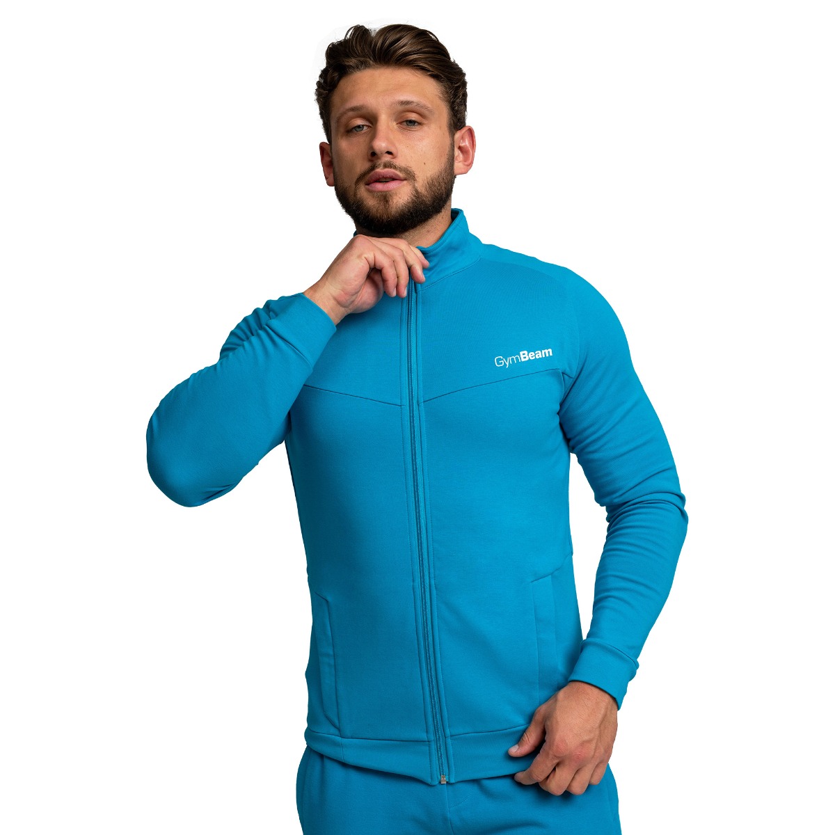 Мъжки суичър с цип Limitless Zip Up Aquamarine - GymBeam - Размер: XXXL | Възрастова група: Възрастни · záber 10