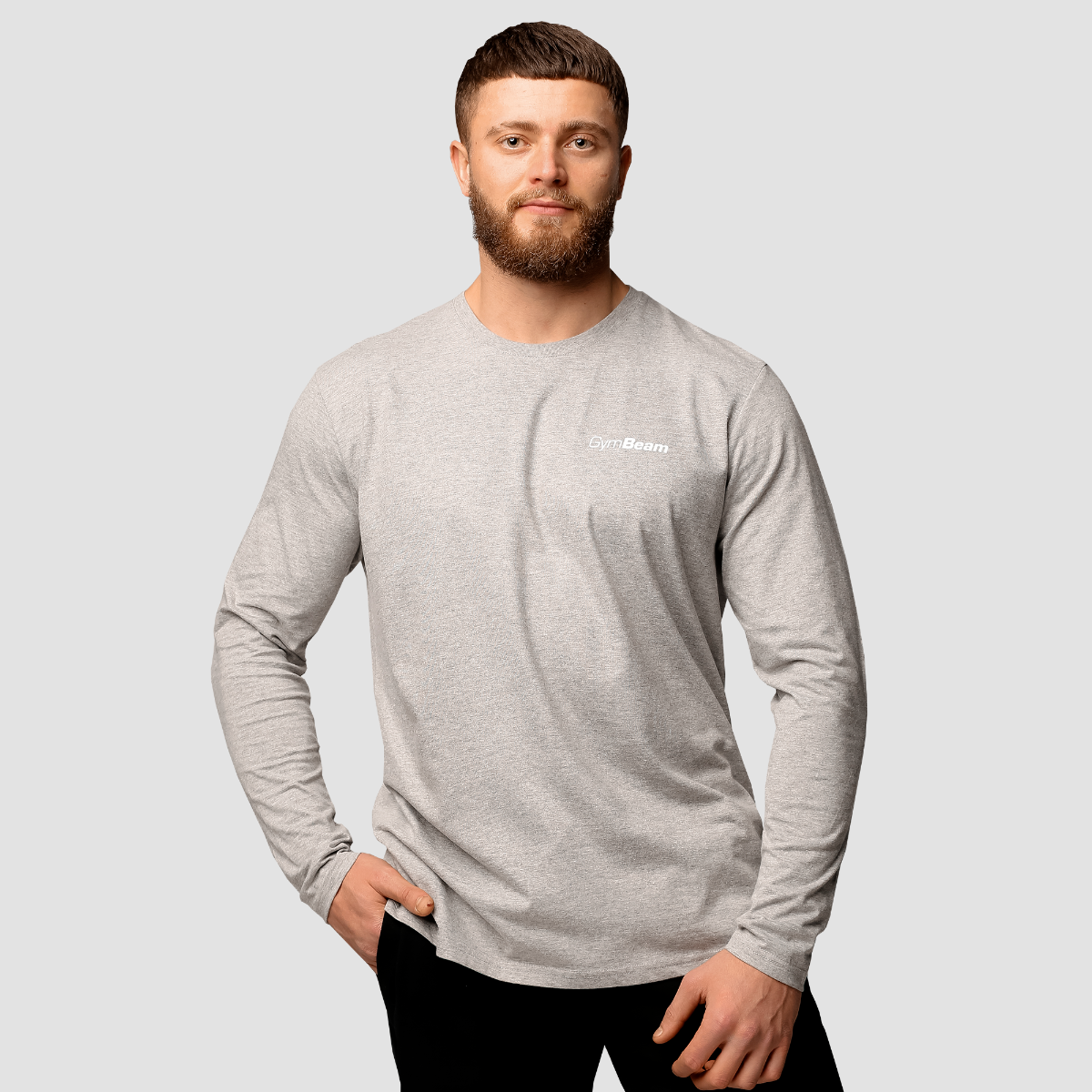 Мъжка блуза Basic Long Sleeve Grey - GymBeam