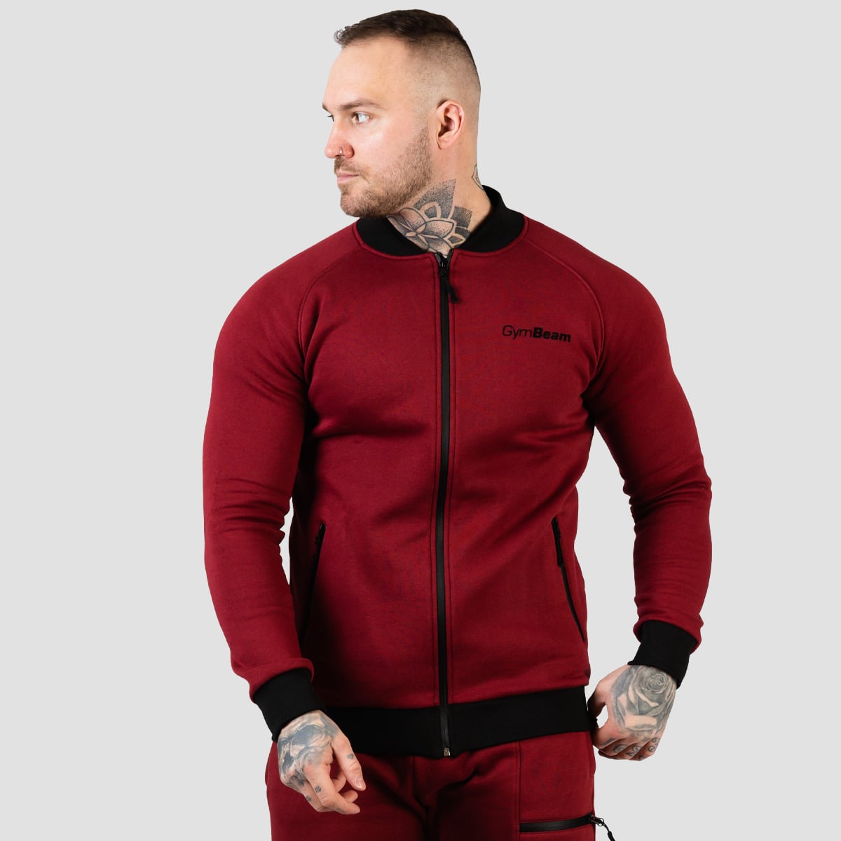 Суичър Classic Zipper Hoodie Burgundy - GymBeam