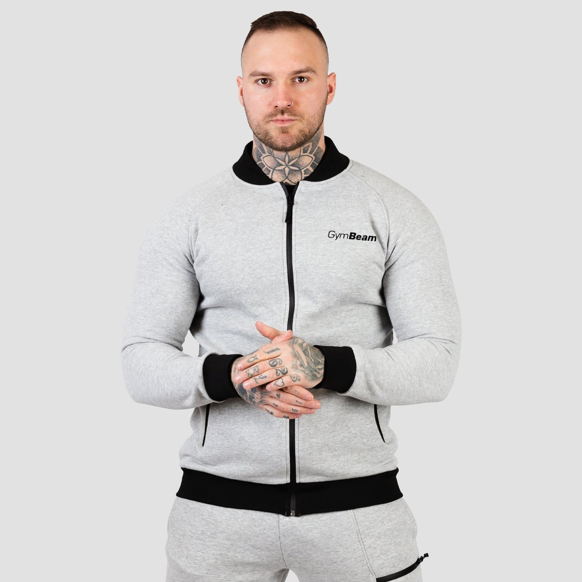Суичър Classic Zipper Hoodie Grey - GymBeam