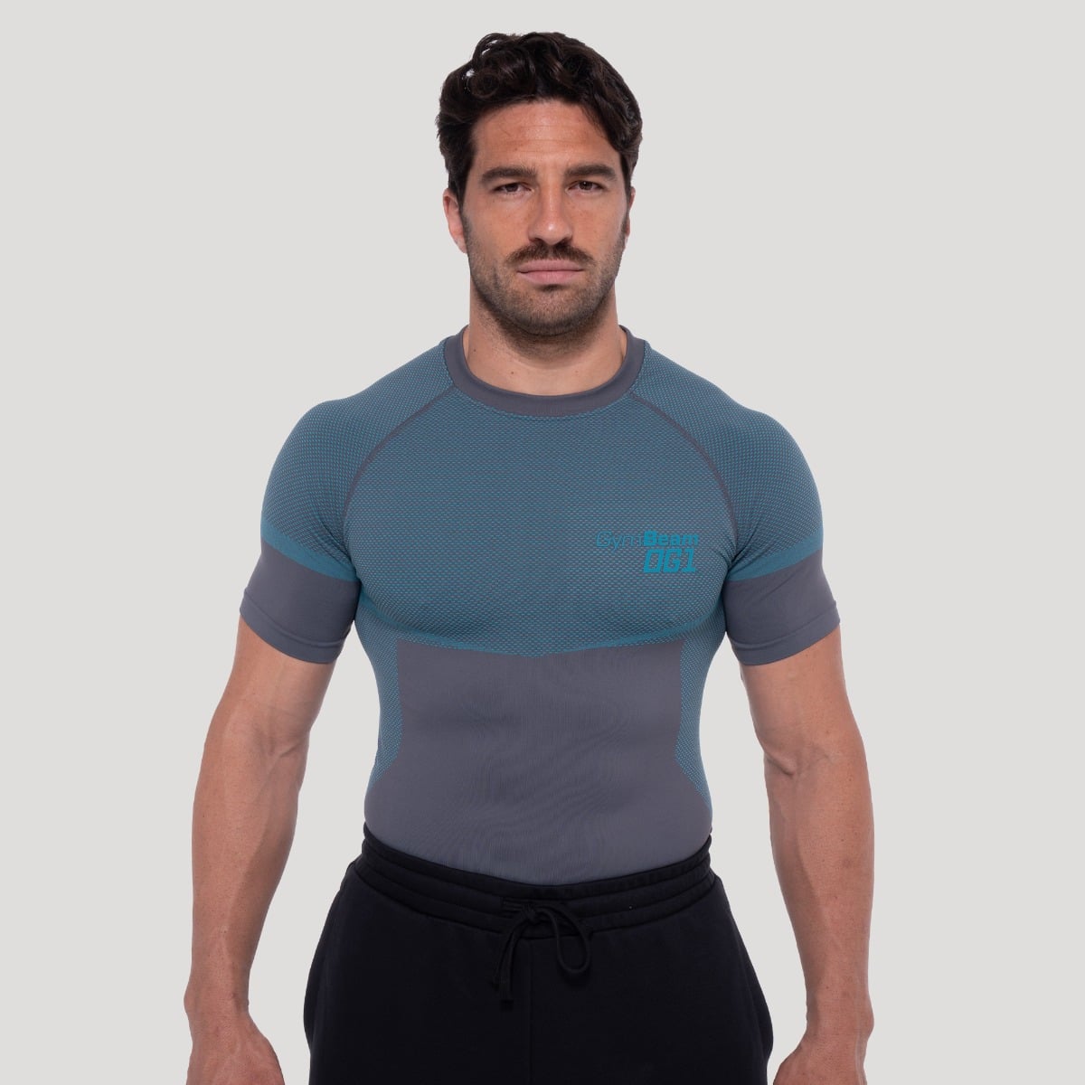 Безшевна тениска OG1 Grey/Blue - GymBeam