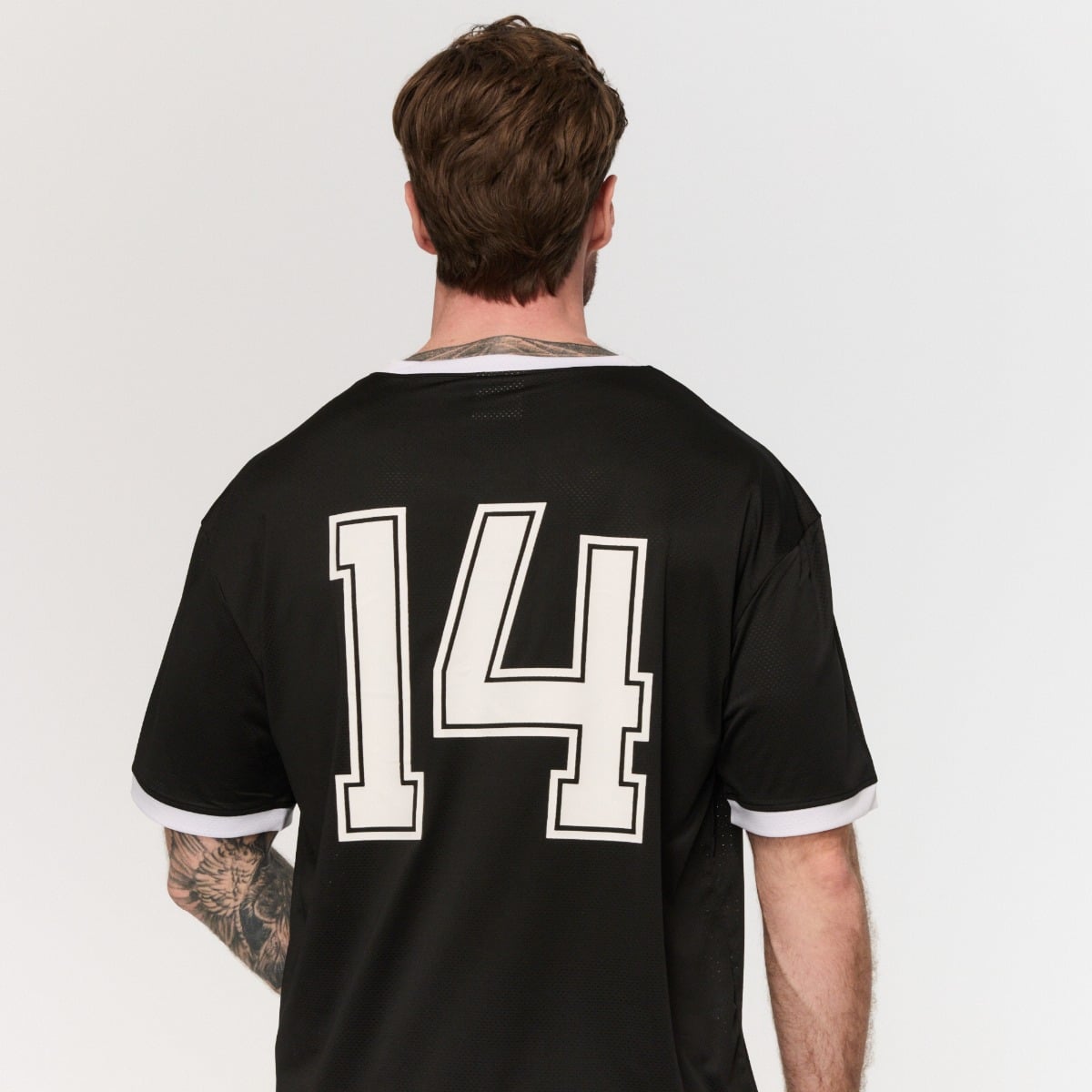 Мъжка овърсайз тениска Varsity Black - GymBeam