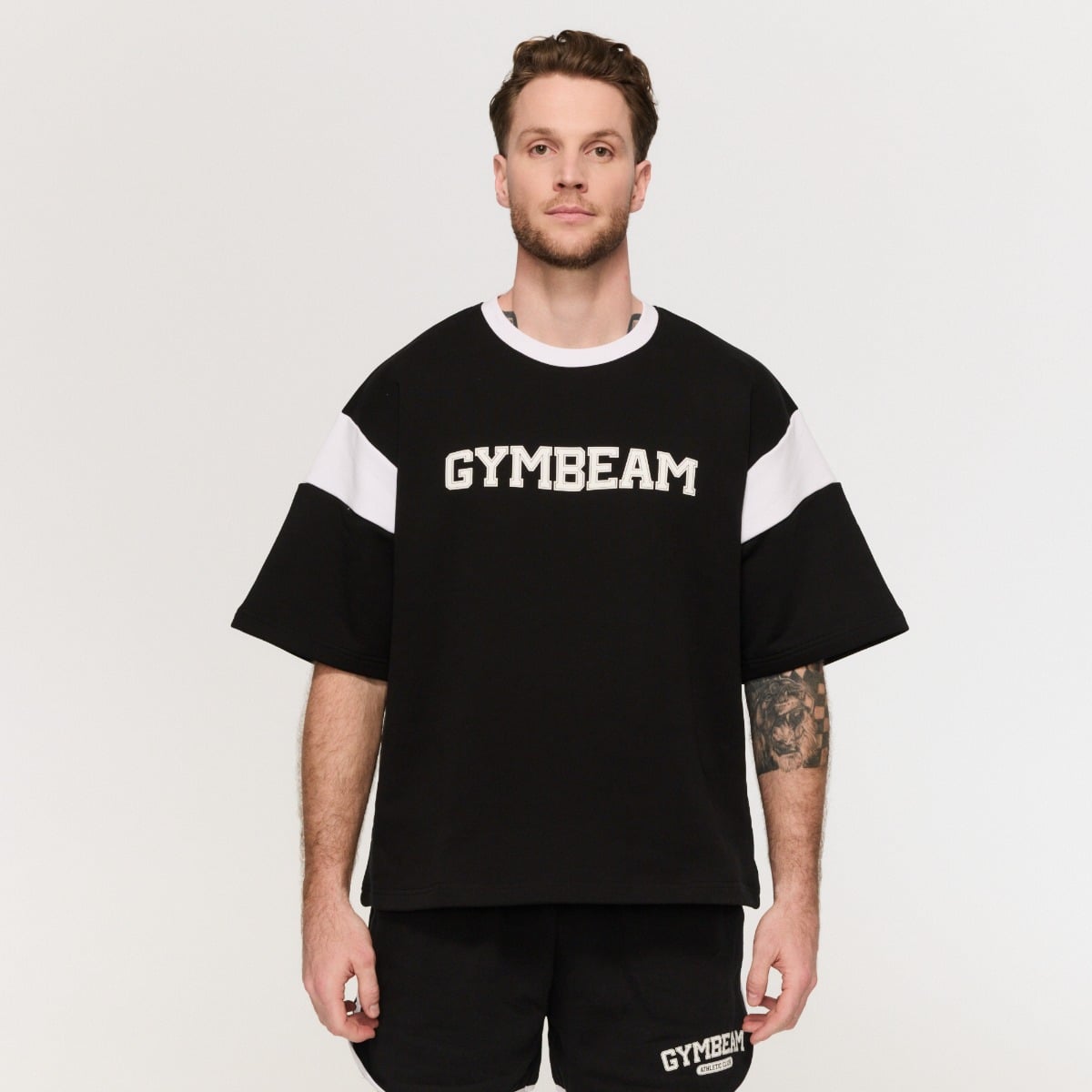 Тениска Premium Heavyweight Varsity Black - GymBeam