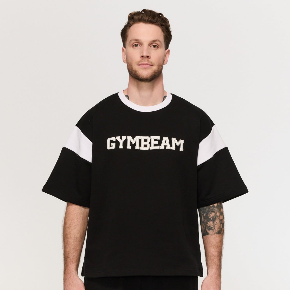 Тениска Premium Heavyweight Varsity Black - GymBeam