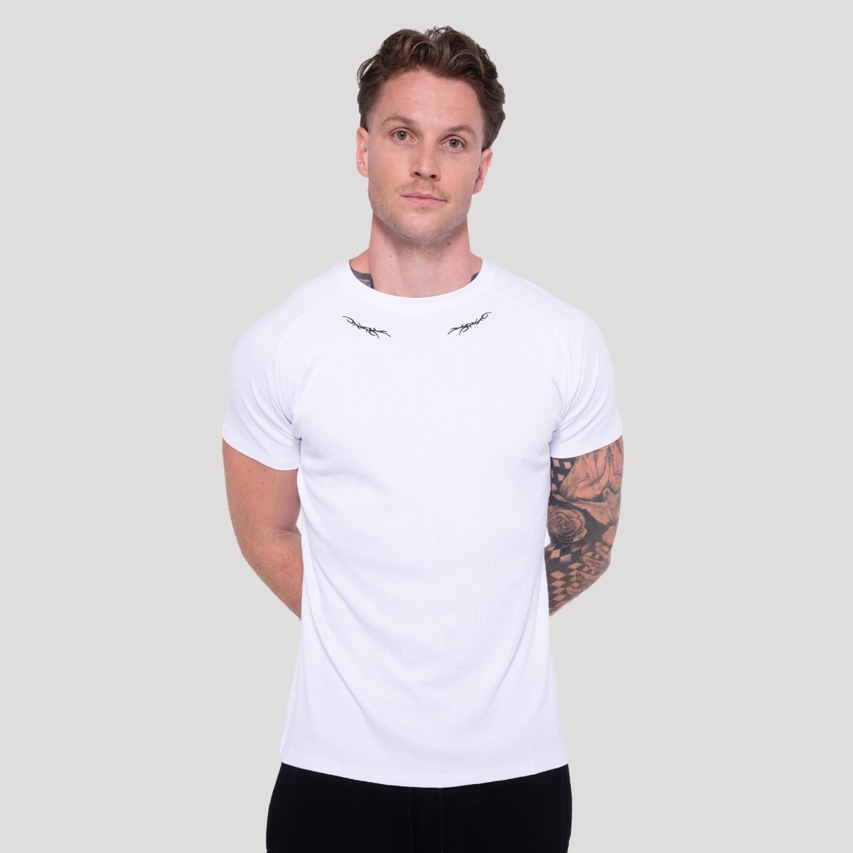 Тениска Tribal Ribbed White - GymBeam