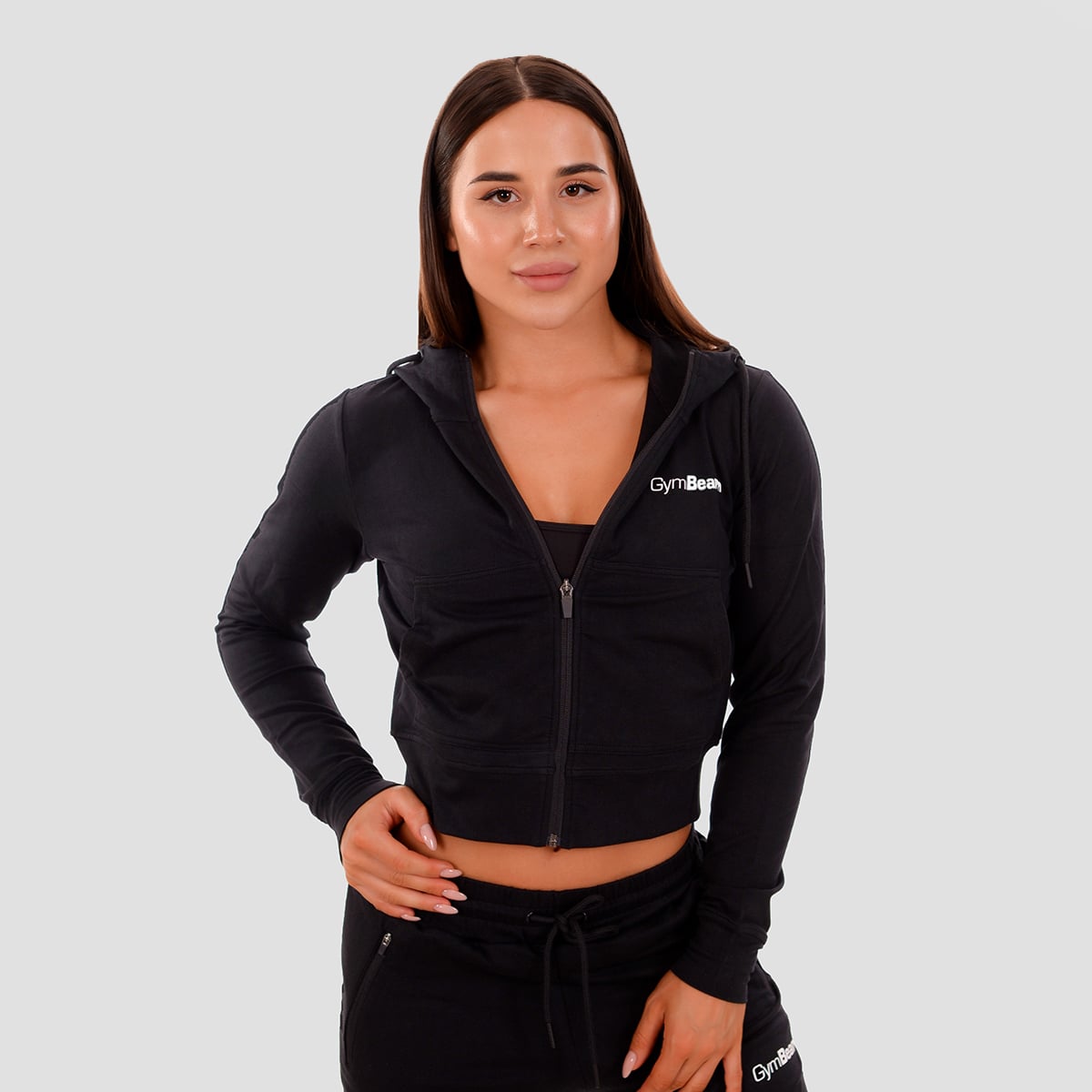 Дамски суичър TRN Zip-Up Black - GymBeam