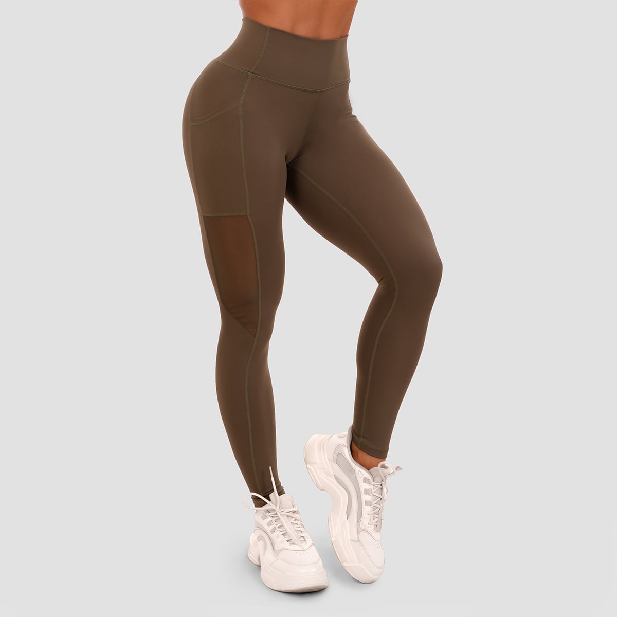 Дамски клин Mesh Panel Olive - GymBeam