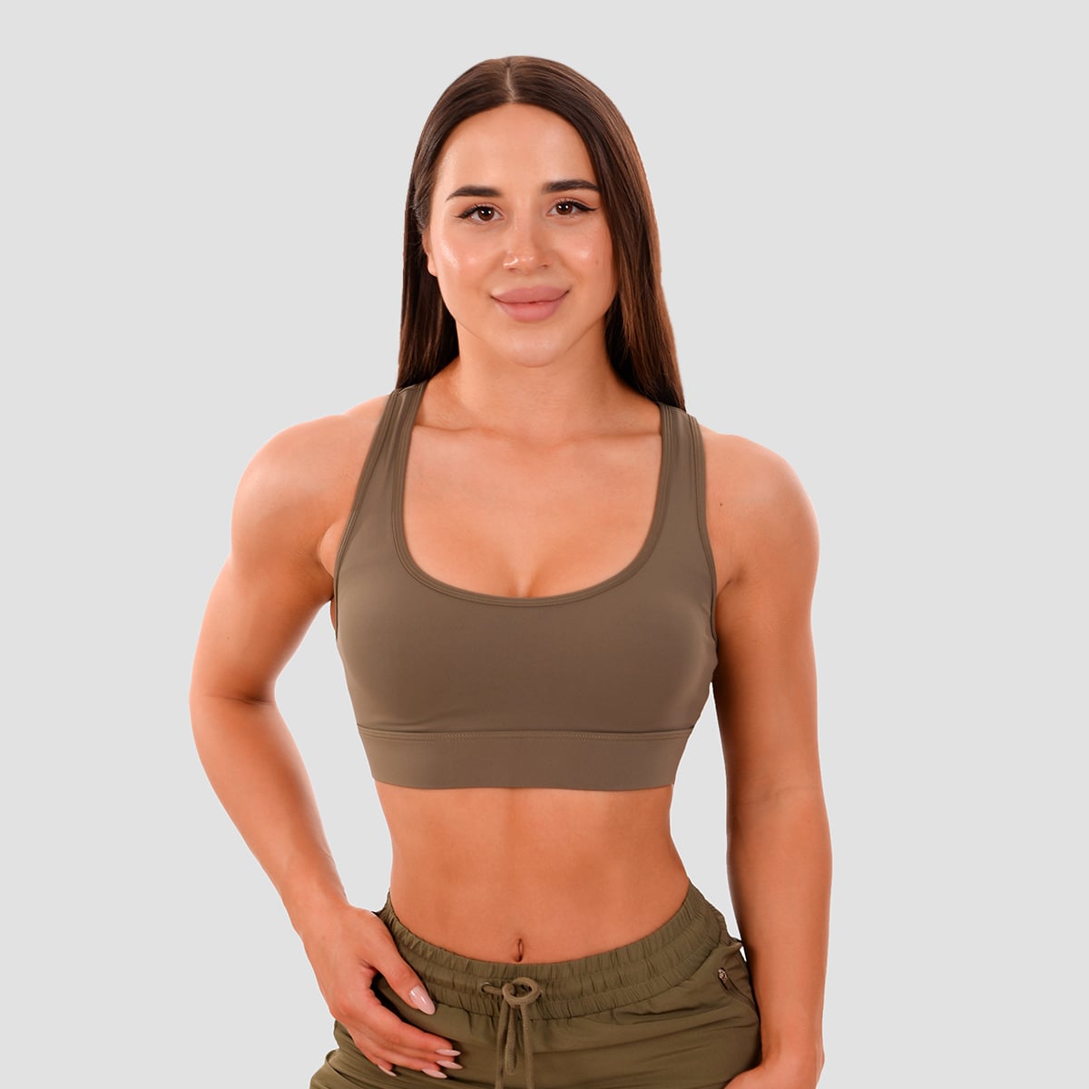 Спортен сутиен Mesh Panel Olive - GymBeam