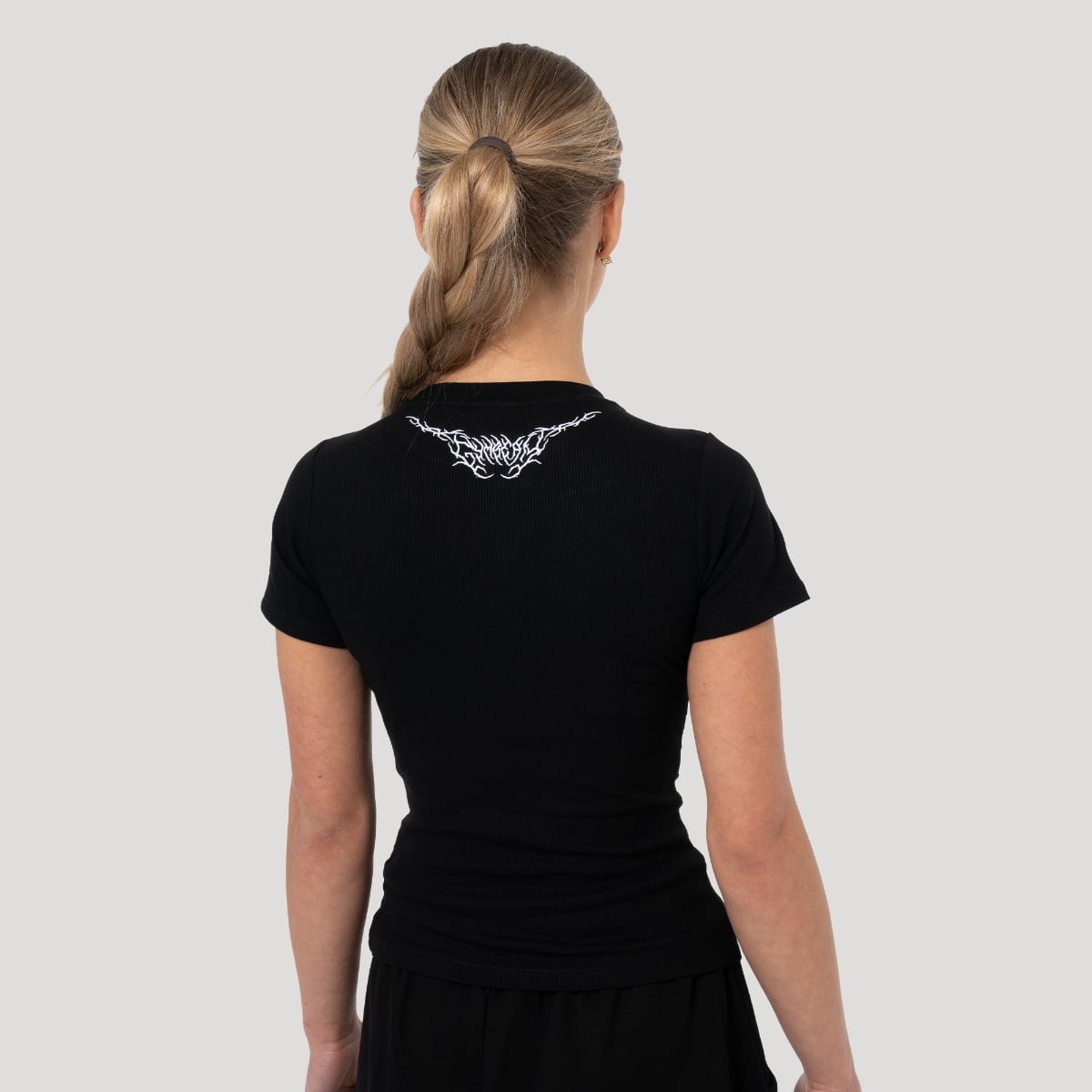 Дамска тениска Tribal Ribbed Black - GymBeam