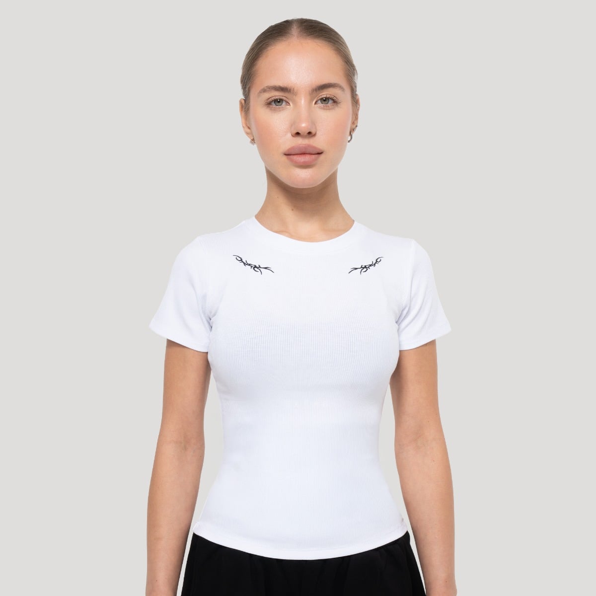 Дамска тениска Tribal Ribbed White - GymBeam