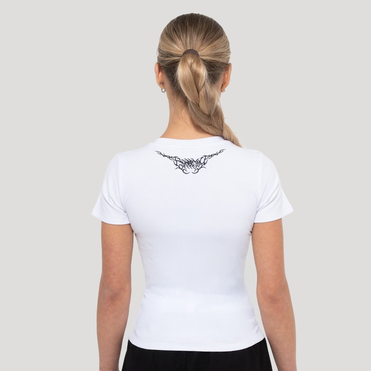 Дамска тениска Tribal Ribbed White - GymBeam