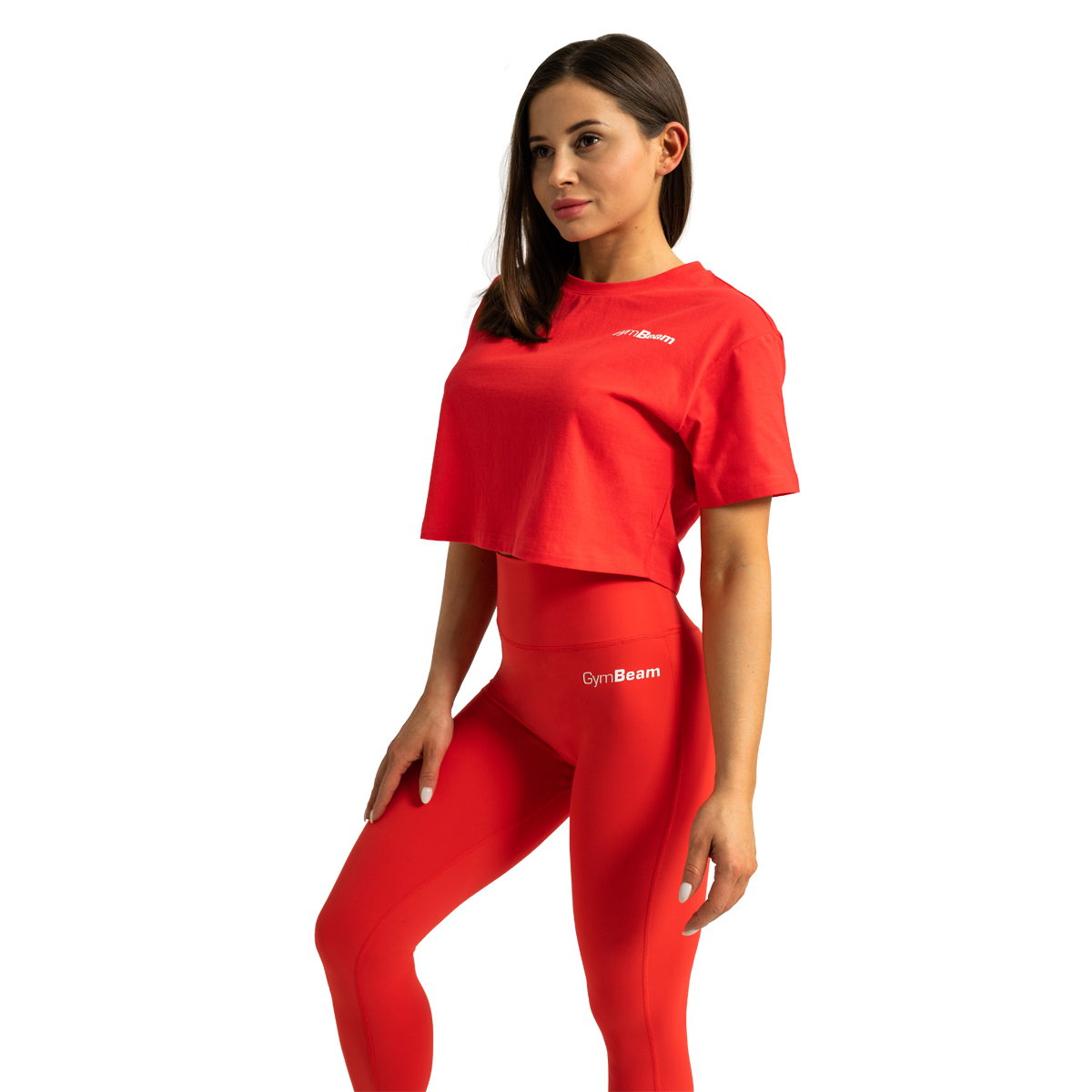 Дамска кроп топ тениска Limitless Hot Red - GymBeam · záber 8