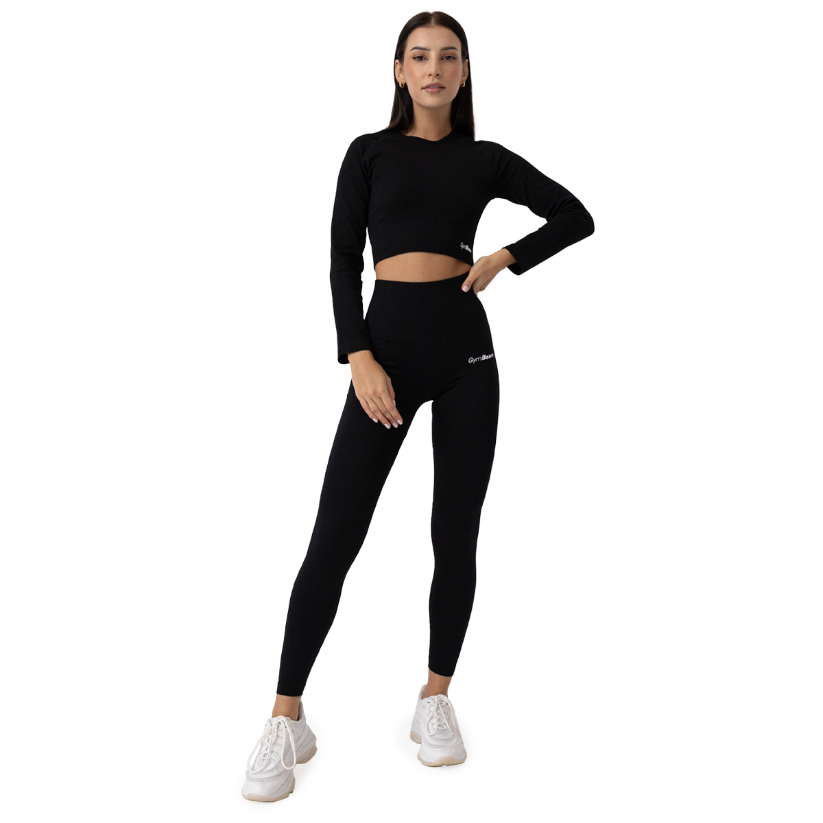 Дамски топ FLO Ribbed CropTop Black - GymBeam · záber 8