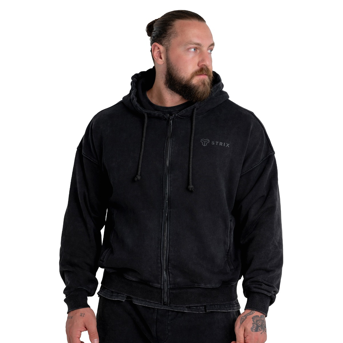 Суичър с цип Washed Black - STRIX - Размер: L | Тегло: 1,01 g | Опаковка: 22 · záber 6